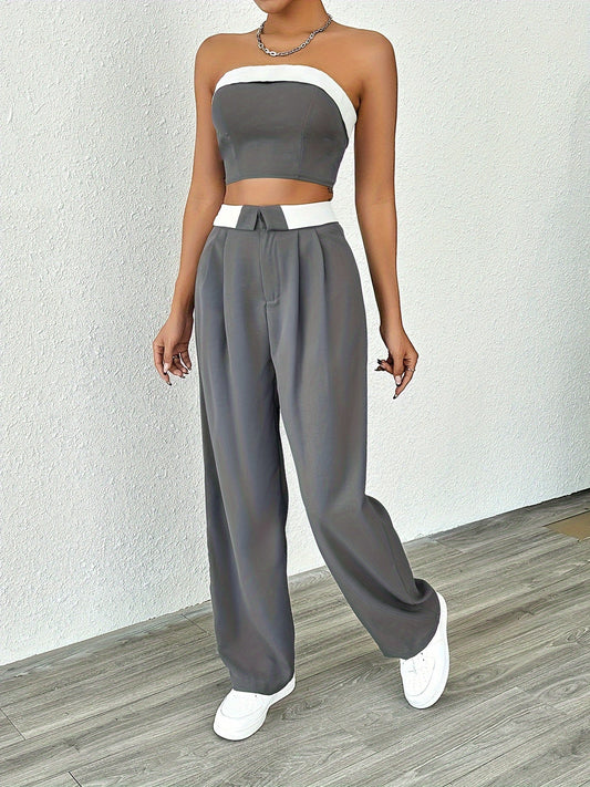 Debra | Elegante Tweedelige Set met Strapless Top