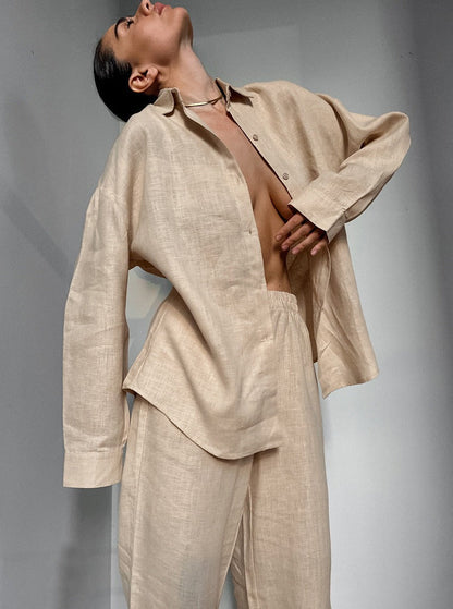 Mamie | Linen Shirt & Wide-Leg Pants Set