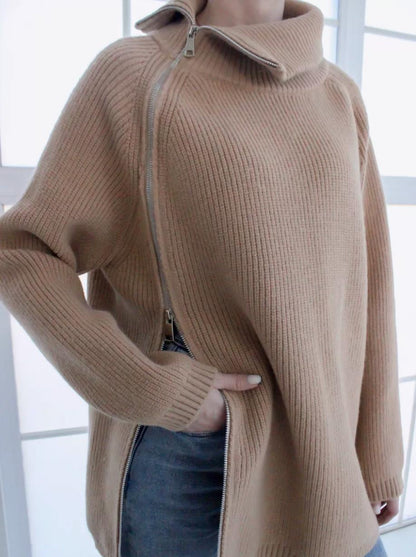 Oversized Warme Comfortabele Dames Trui met Rits