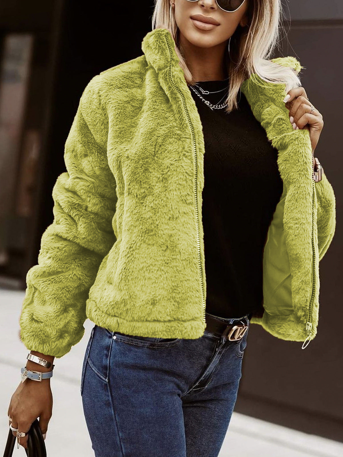 Luxe Zacht Dames Teddy Bomberjack met Rits