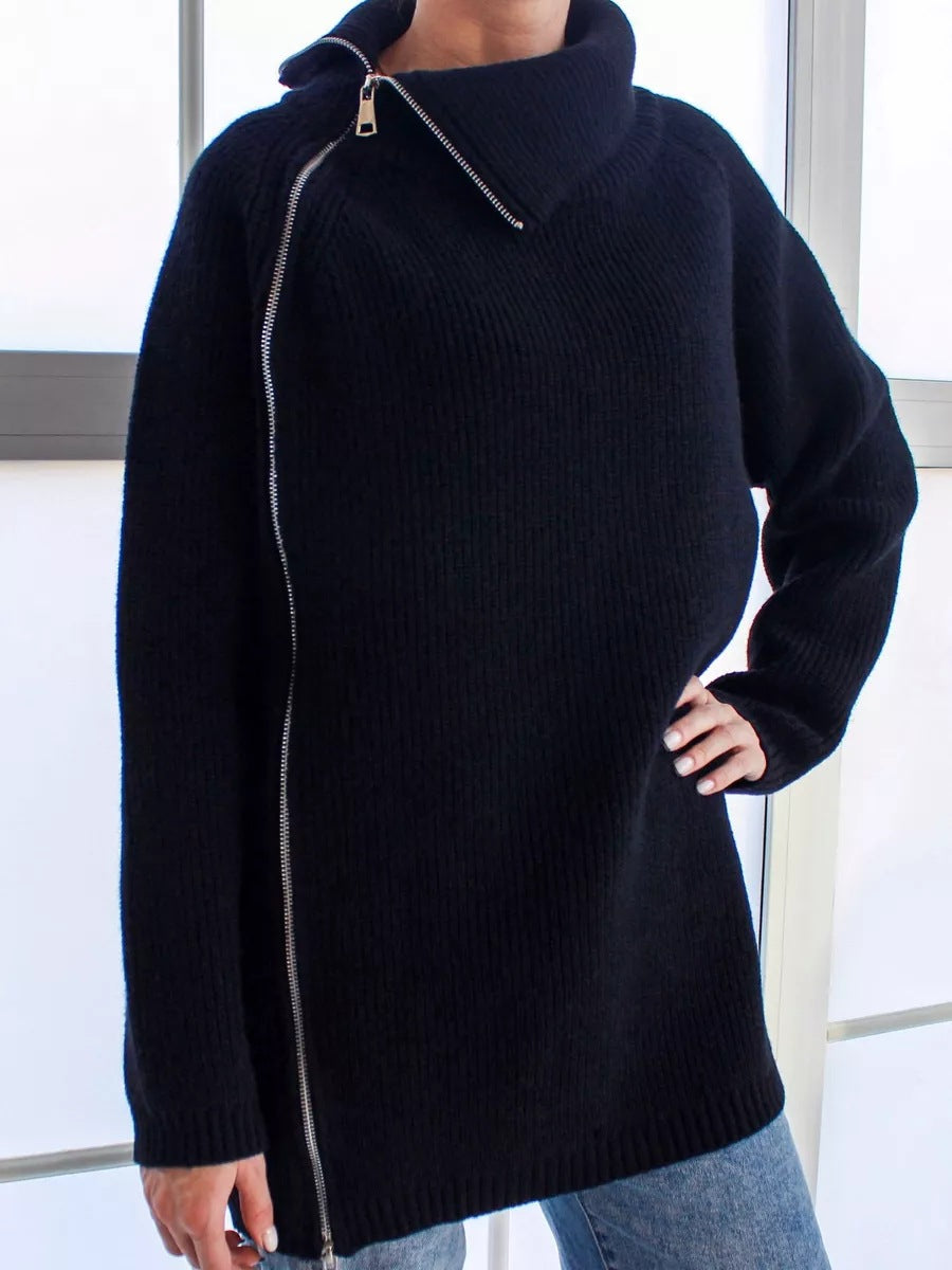Oversized Warme Comfortabele Dames Trui met Rits