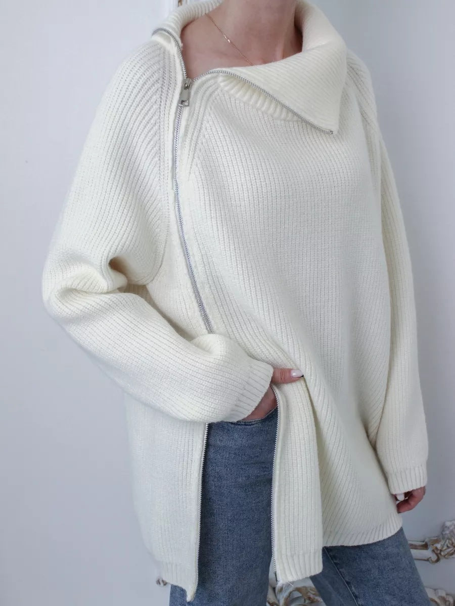 Oversized Warme Comfortabele Dames Trui met Rits