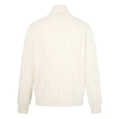 Oversized Gebreide Dames Trui met Staande Kraag en Korte Rits
