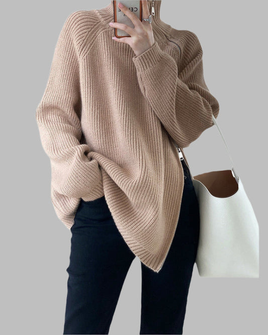 Comfortabele Oversized Gebreide Damestrui met Col