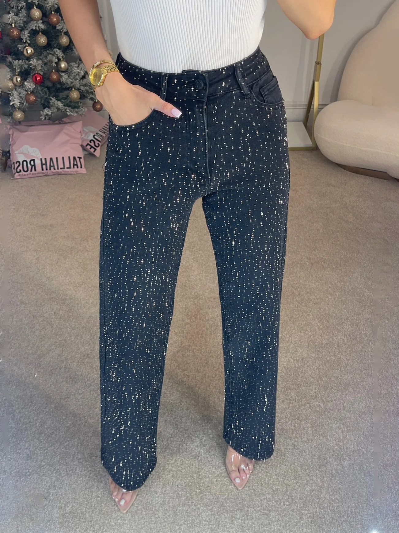 Laila | Straight-Leg Jeans met Glitterdetails