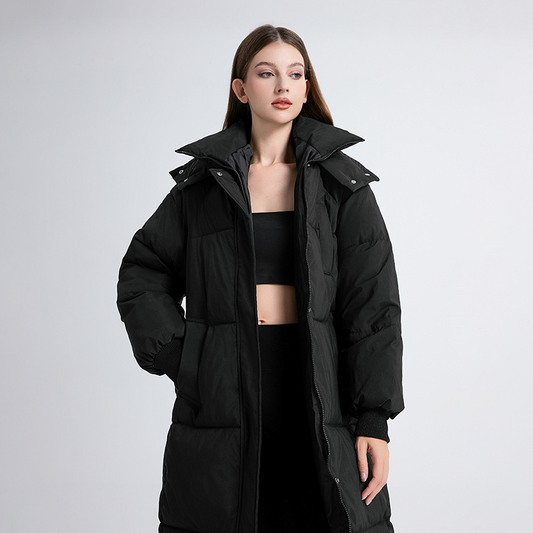 Oversized Lange Warme Dames Puffer Jas met Capuchon