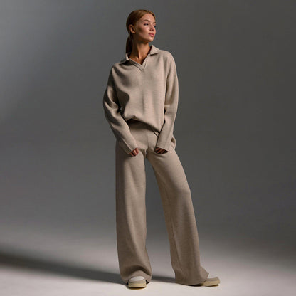 Sandy | Lounge Set met Brede Broek en Polosweater