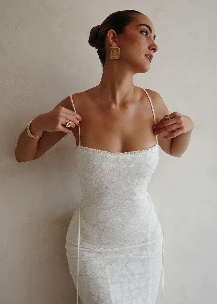 Winonah | Lace Maxi Dress with Spaghetti Straps Gala Dress