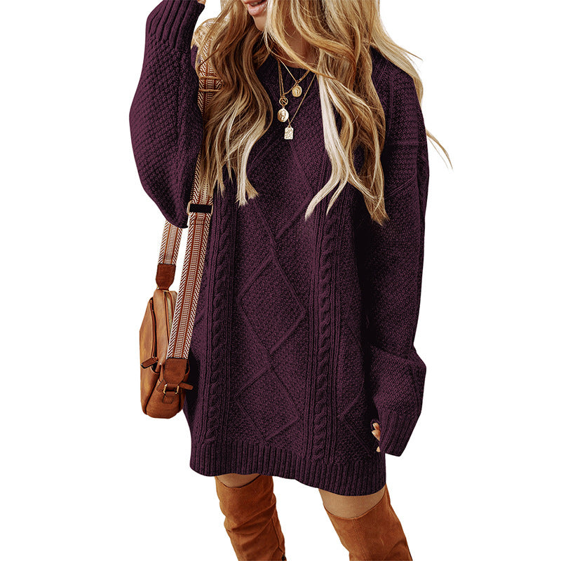 Warme Oversized Gebreide Sweater Jurk voor Dames
