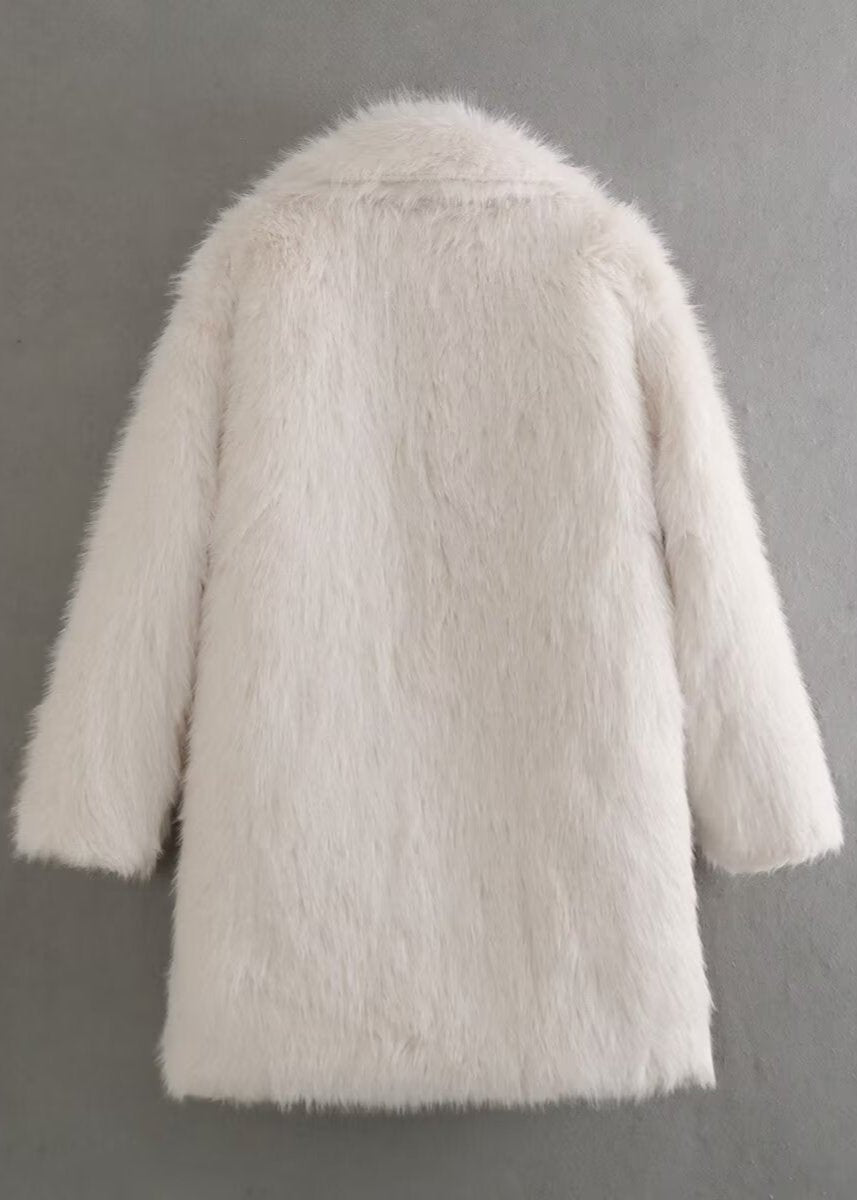 Luxe Elegante Dames Winter Jas met Zachte Faux Fur