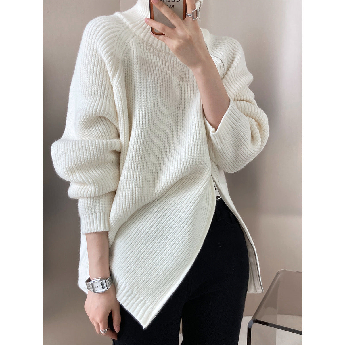 Comfortabele Oversized Gebreide Damestrui met Col