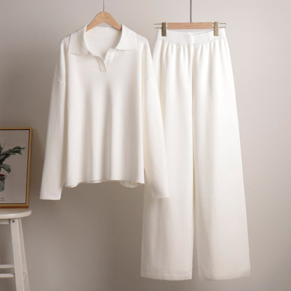 Sandy | Lounge Set met Brede Broek en Polosweater
