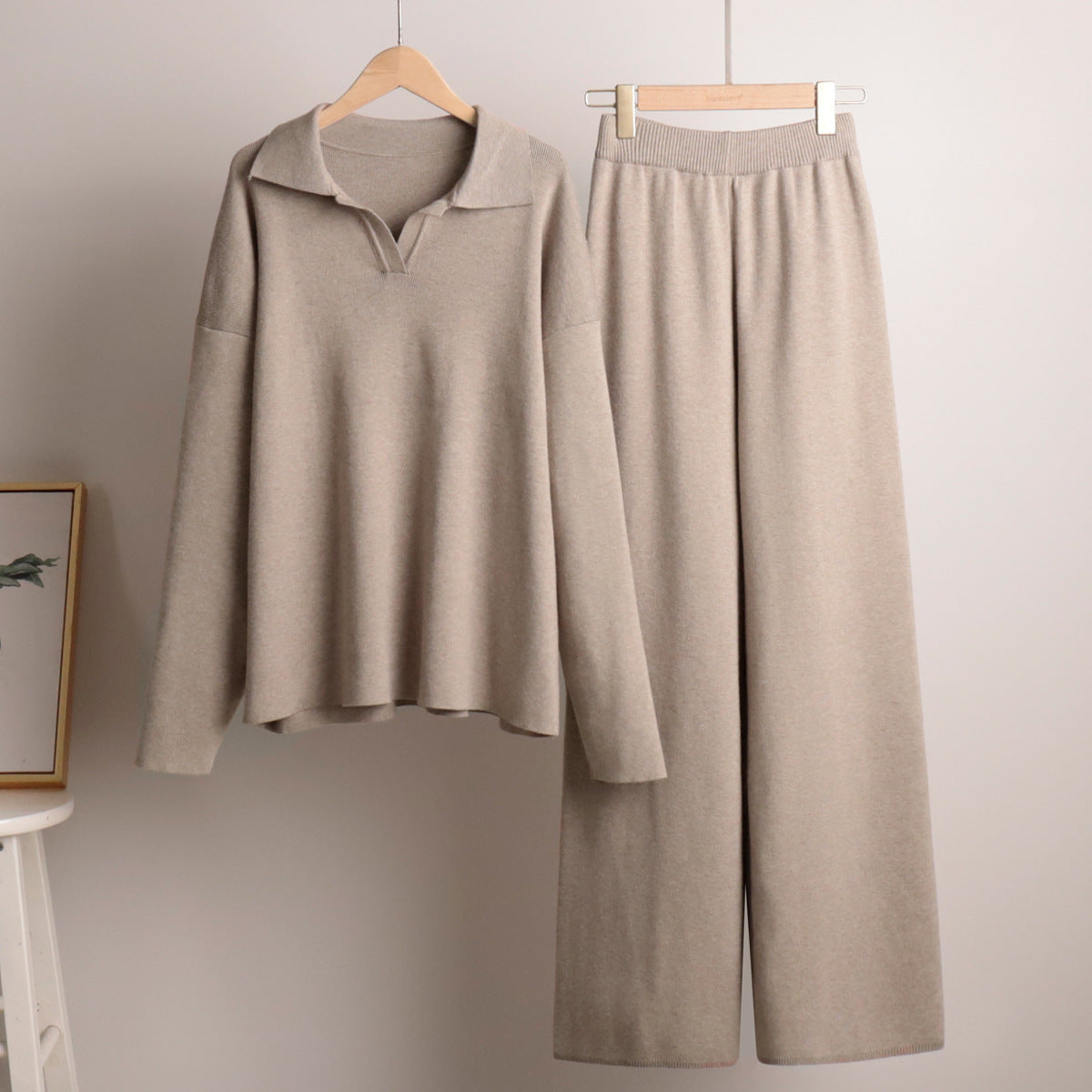 Sandy | Lounge Set met Brede Broek en Polosweater