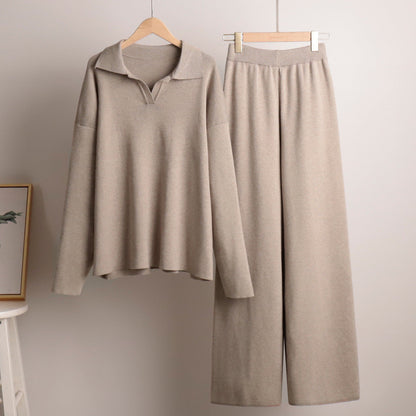 Sandy | Lounge Set met Brede Broek en Polosweater