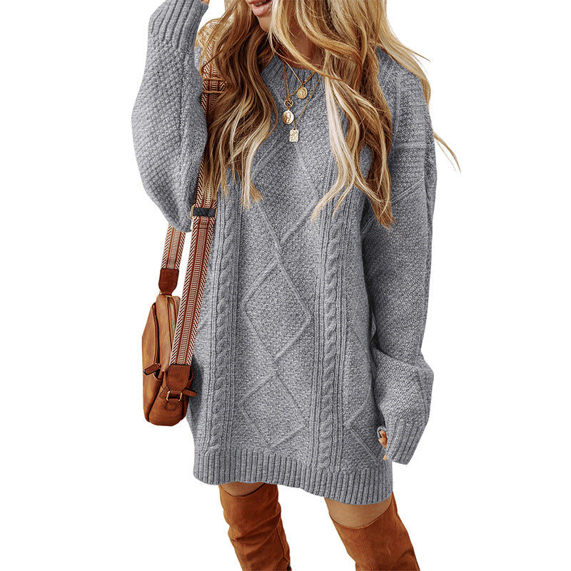 Warme Oversized Gebreide Sweater Jurk voor Dames