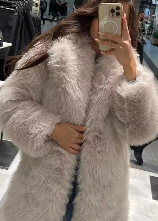 Luxe Elegante Dames Winter Jas met Zachte Faux Fur