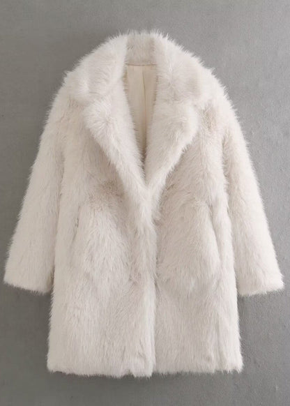 Luxe Elegante Dames Winter Jas met Zachte Faux Fur