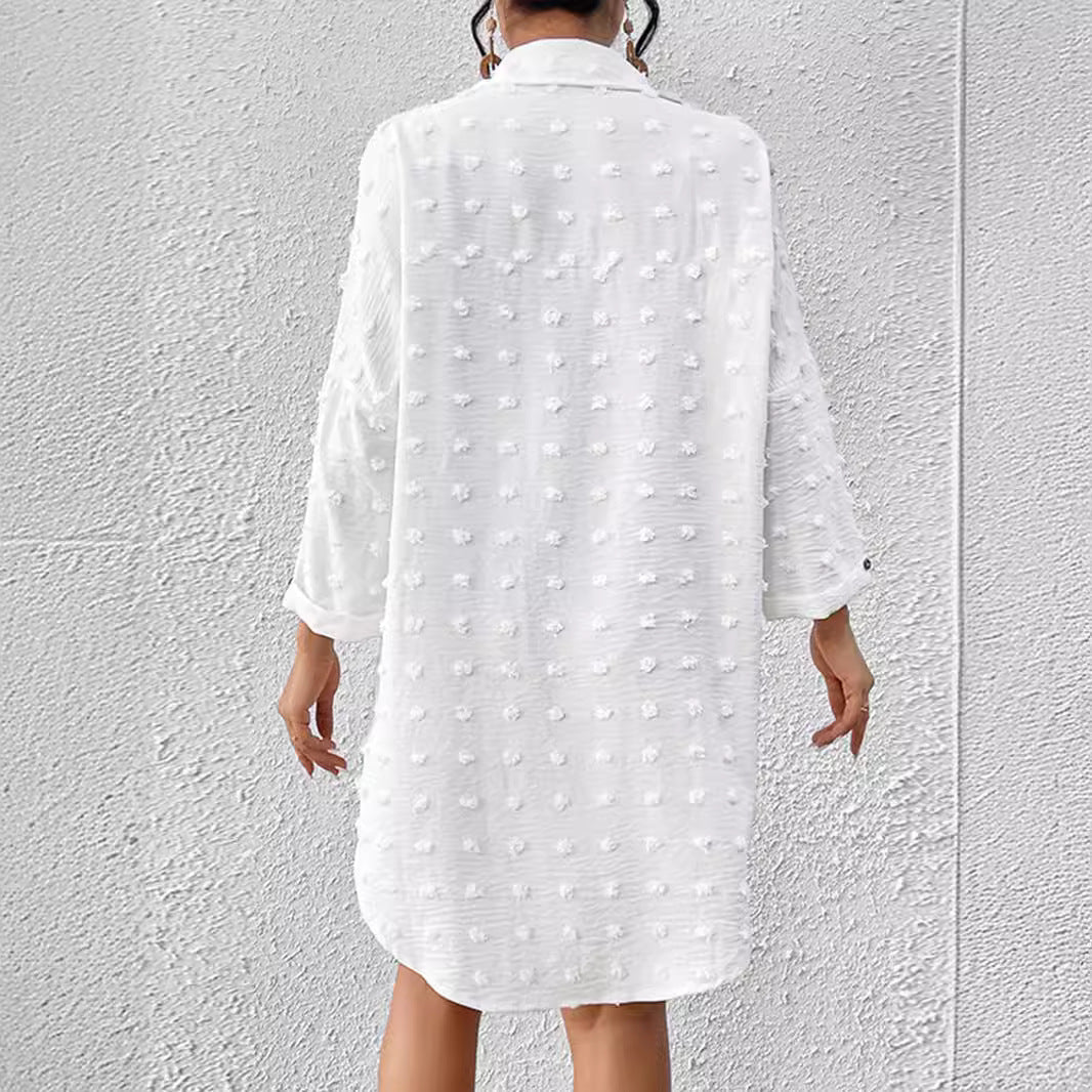 Jacobella | Linnen Midi Jurk met Strikdetails
