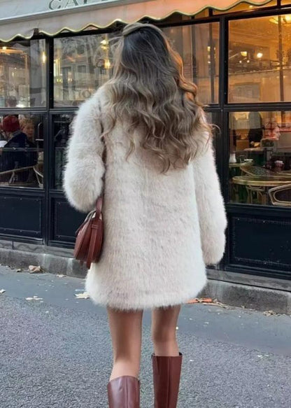 Luxe Elegante Dames Winter Jas met Zachte Faux Fur