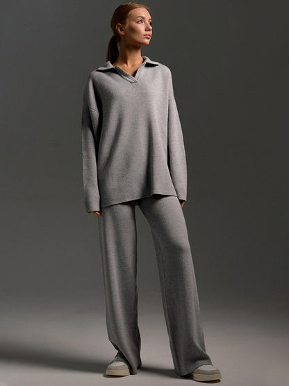 Sandy | Lounge Set met Brede Broek en Polosweater