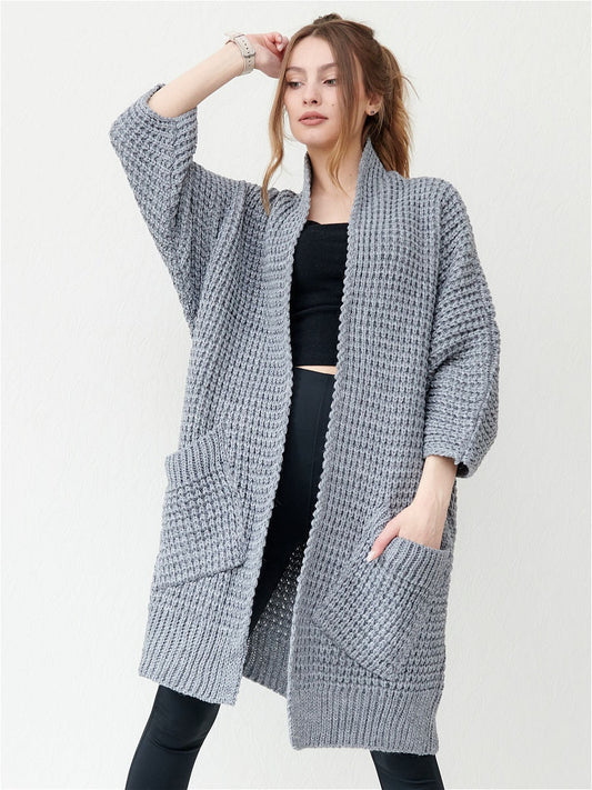 Oversized Comfortabele Zachte Dames Vest met Lange Mouwen