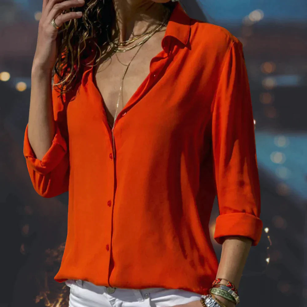 Arielle | Satin Button-Down Blouse