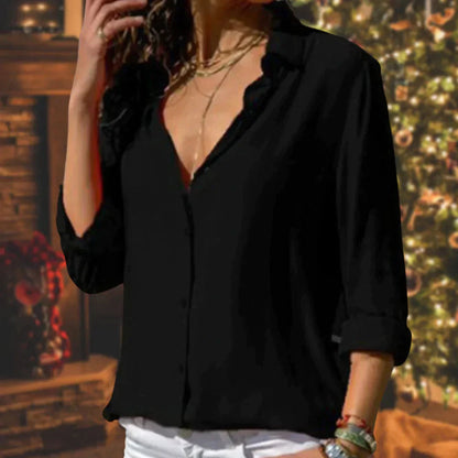 Arielle | Satin Button-Down Blouse