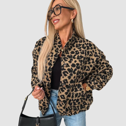 Bomber tendance et confortable pour femmes avec imprimé léopard et fermeture éclair