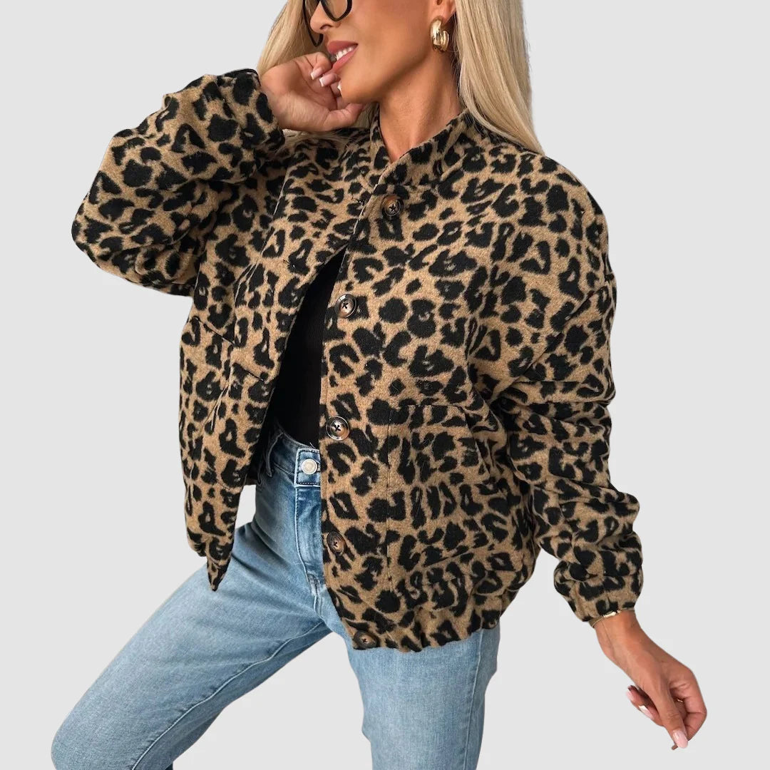 Bomber tendance et confortable pour femmes avec imprimé léopard et fermeture éclair
