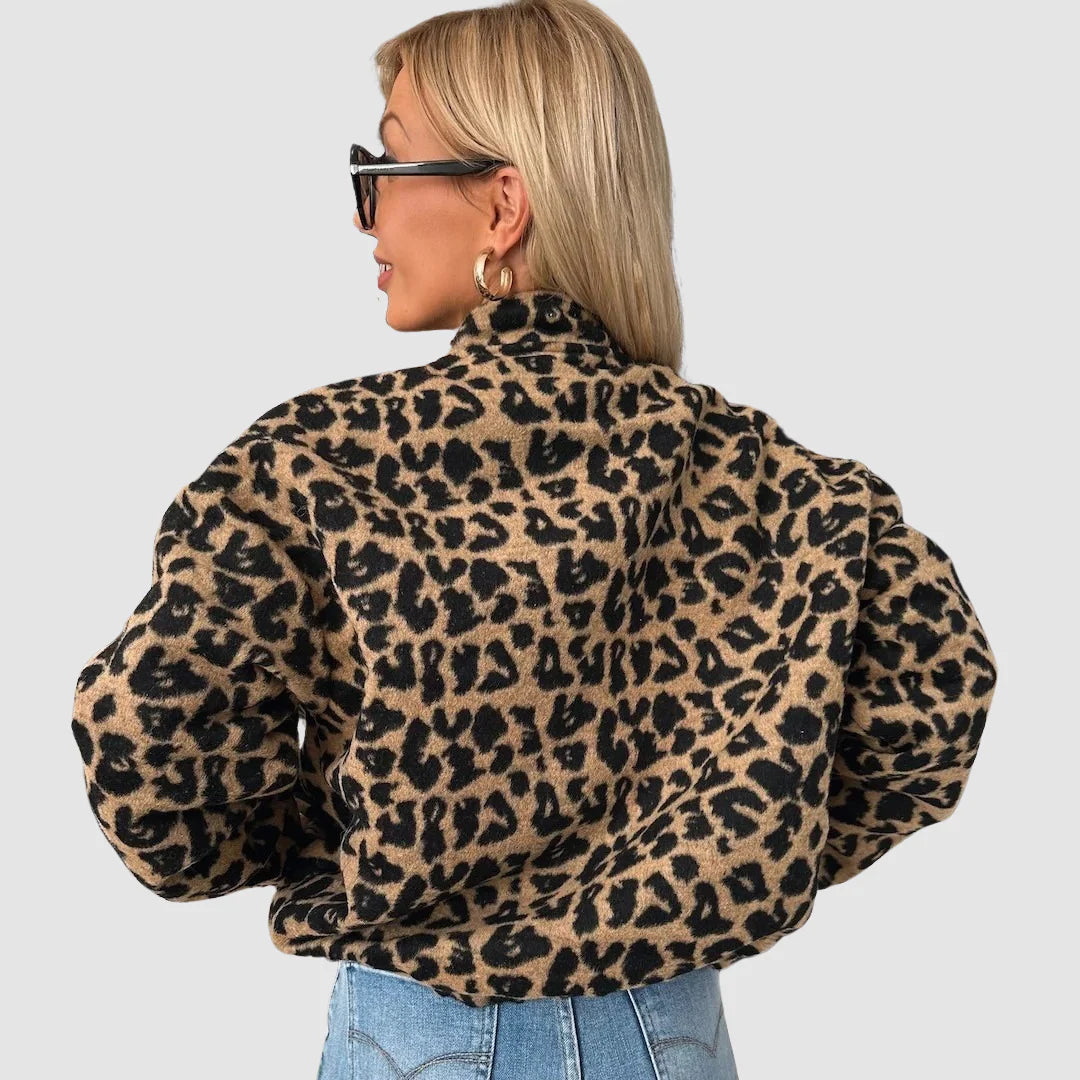 Bomber tendance et confortable pour femmes avec imprimé léopard et fermeture éclair