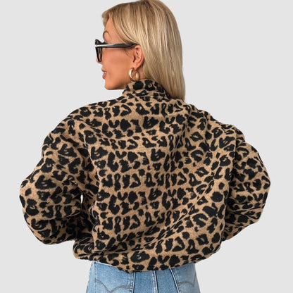 Bomber tendance et confortable pour femmes avec imprimé léopard et fermeture éclair