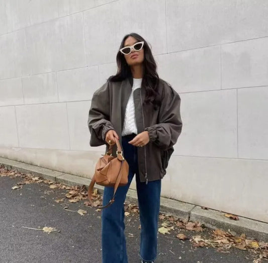 Oversized Trendy Dames Bomberjack met Rits