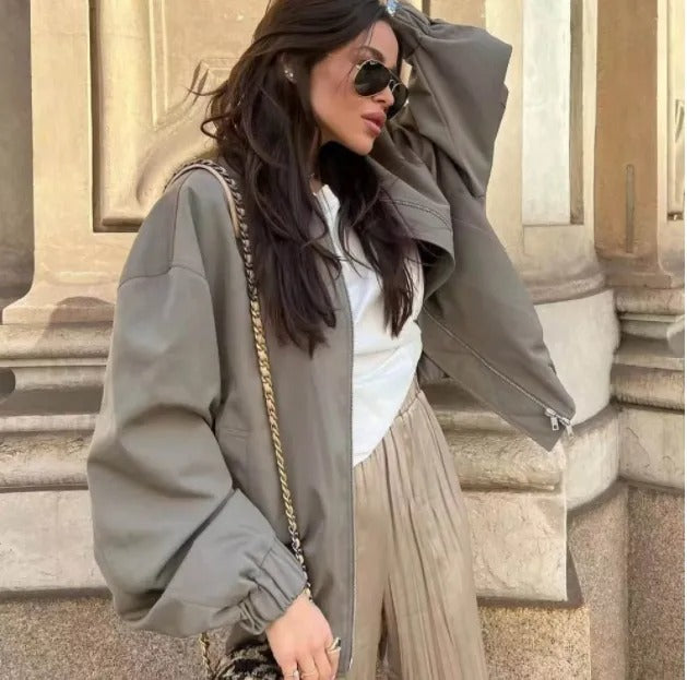Oversized Trendy Dames Bomberjack met Rits