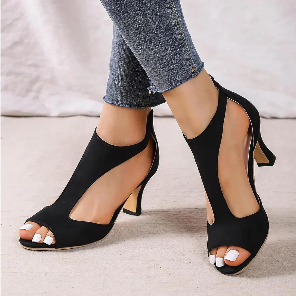 Chique Sandalen voor Dames Met Uitsnijding En Lage Hak