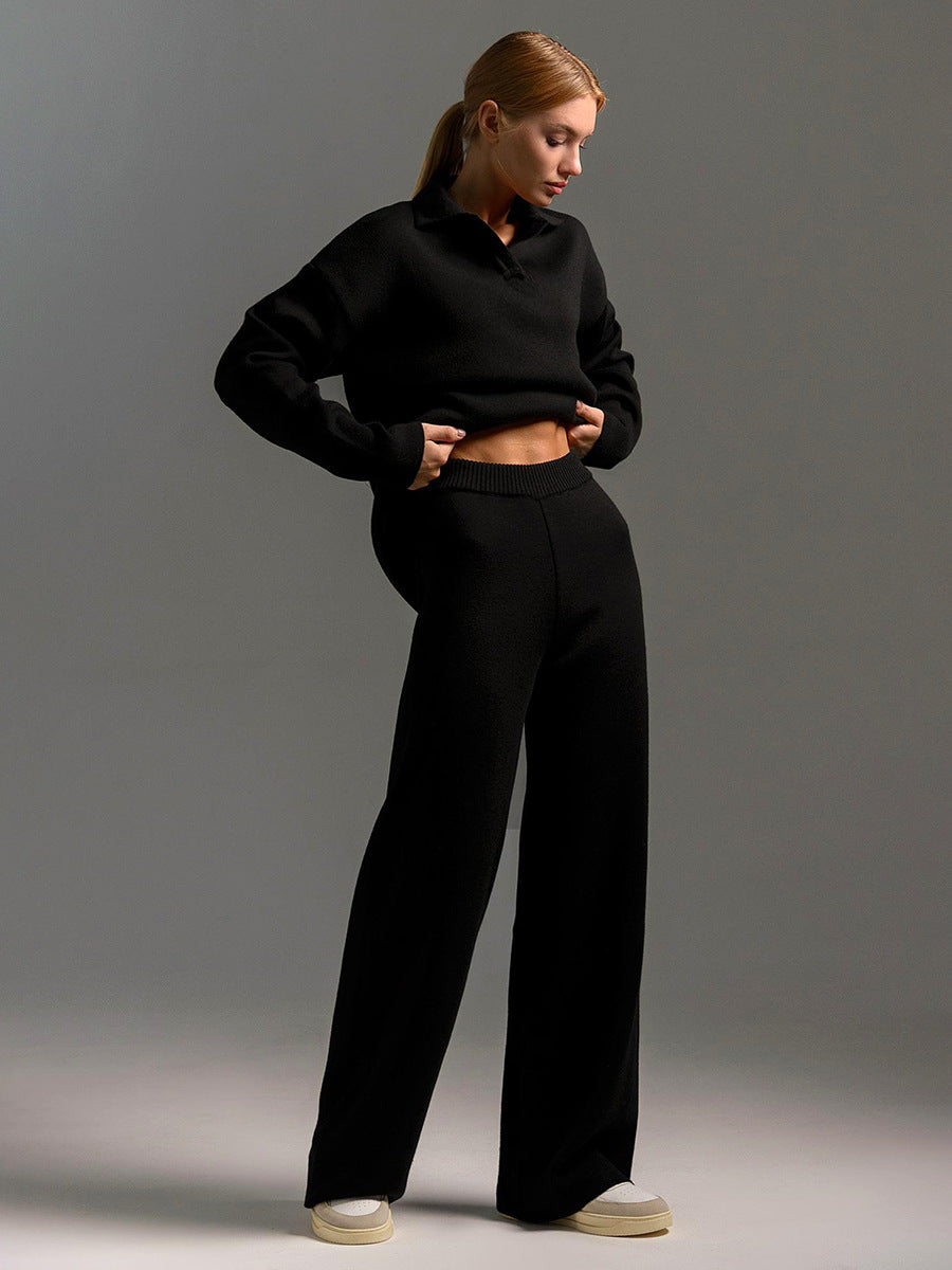 Sandy | Lounge Set met Brede Broek en Polosweater