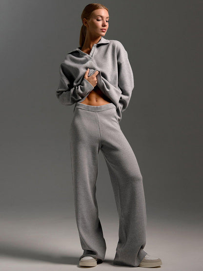 Sandy | Lounge Set met Brede Broek en Polosweater