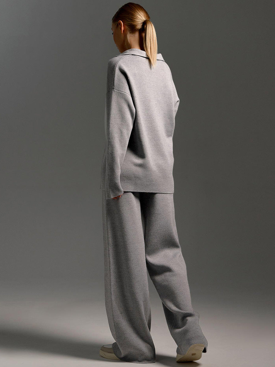 Sandy | Lounge Set met Brede Broek en Polosweater