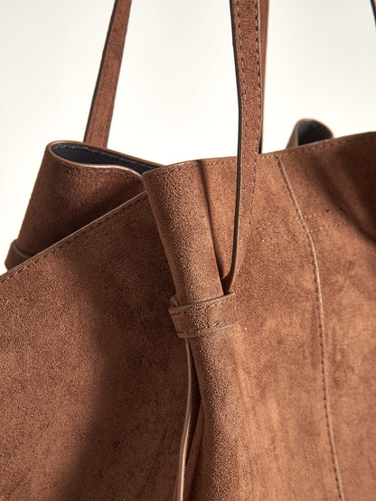 Chique Grote Bruine Dames Schoudertas van Suède