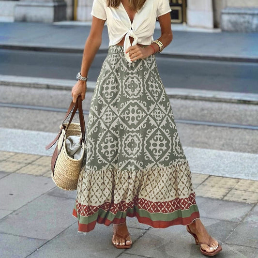 Mabe|Jupe maxi bohème à motif ethnique