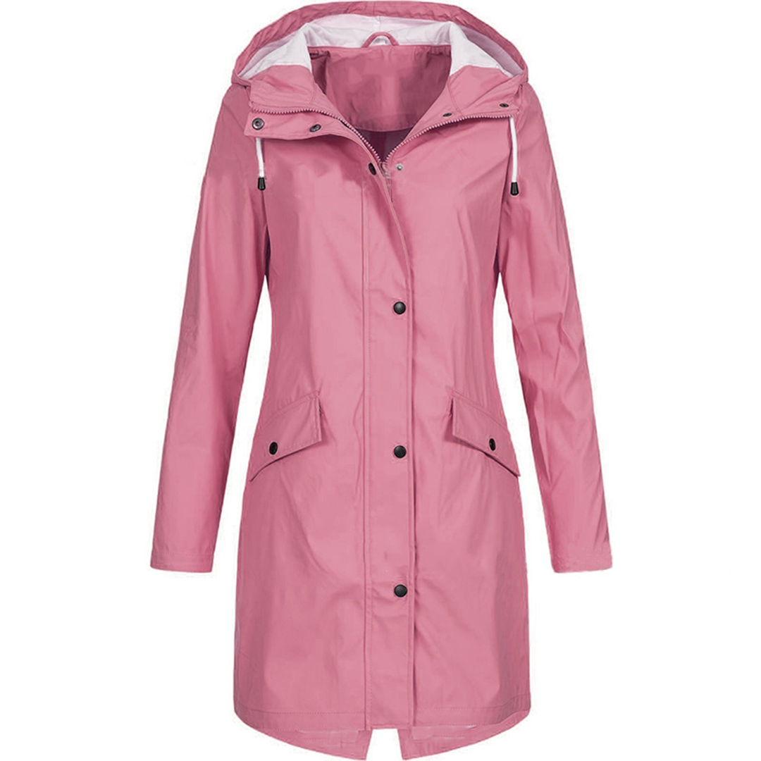 Trendy Waterdichte Lange Dames Jas met Capuchon