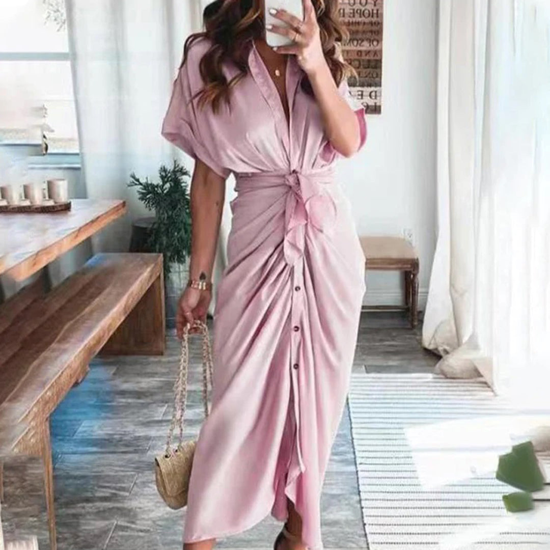 Julietta | Knoop Jurk met Taille Detail voor Dames
