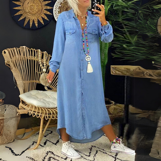 Gwyneth | Denim Tuniek Jurk met Knopen