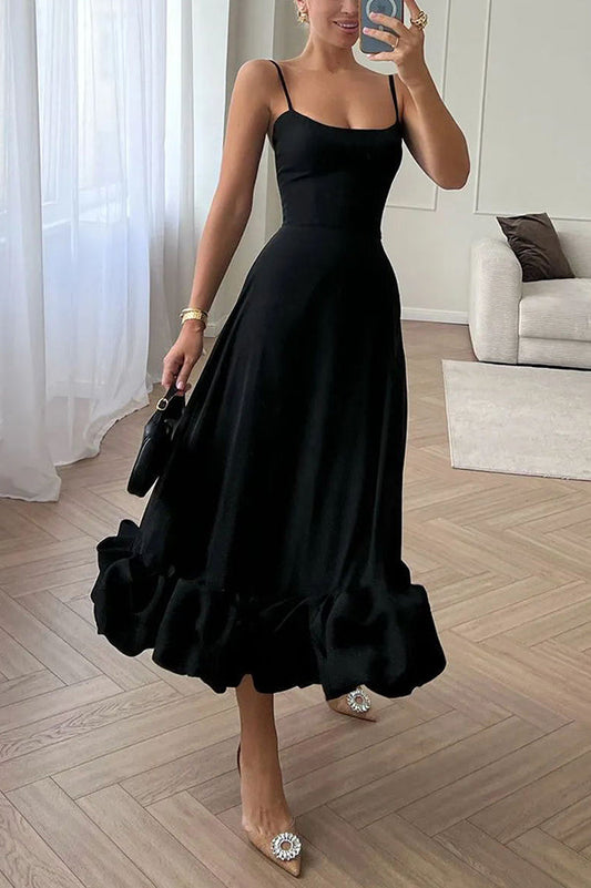 Quinny | Strapless Midi Jurk met Ruches