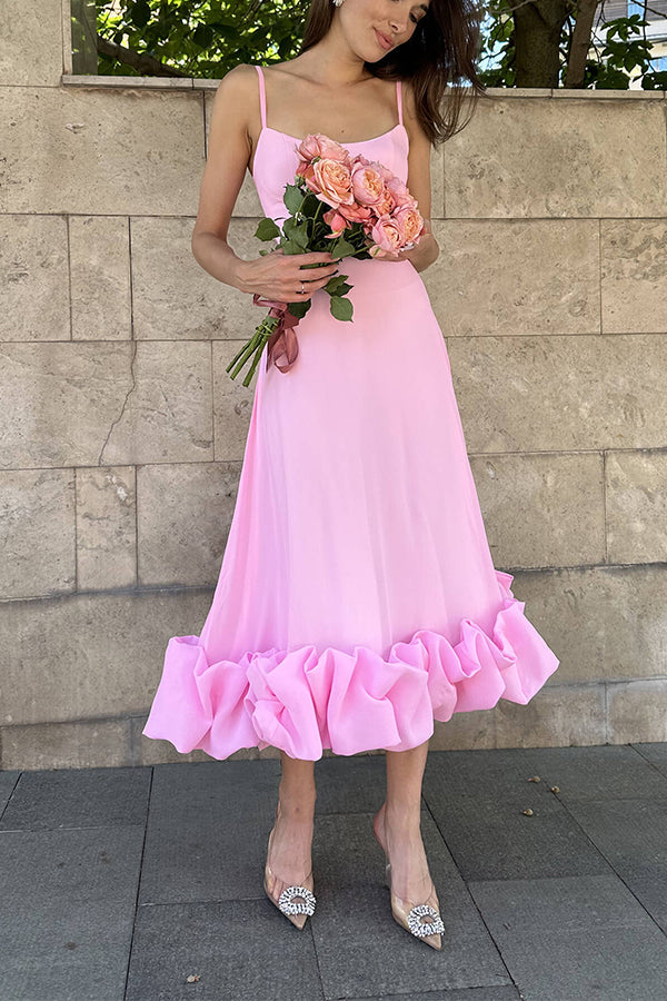 Quinny | Strapless Midi Jurk met Ruches
