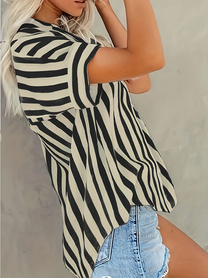 Berit | Gestreepte Overhemdblouse met Relaxte Pasvorm