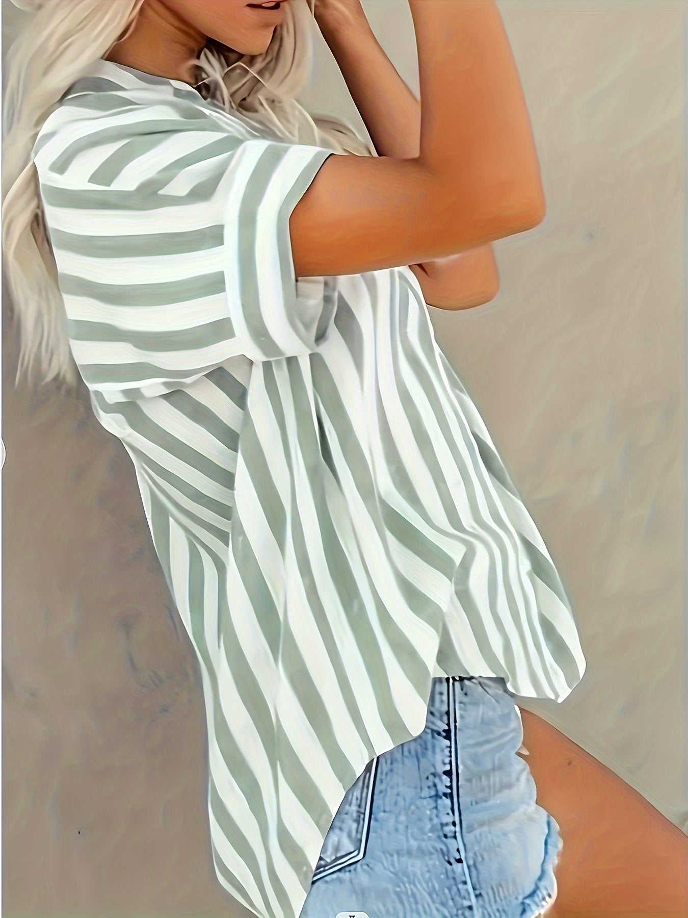 Berit | Gestreepte Overhemdblouse met Relaxte Pasvorm