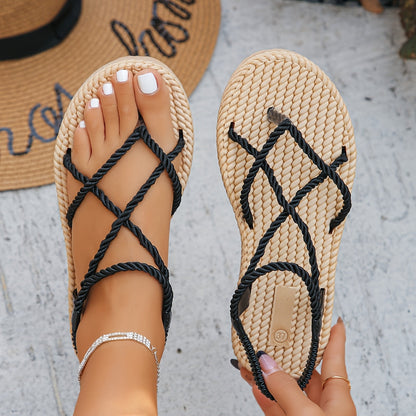 Mariyah | Boho Touwsandalen met Gevlochten Detail