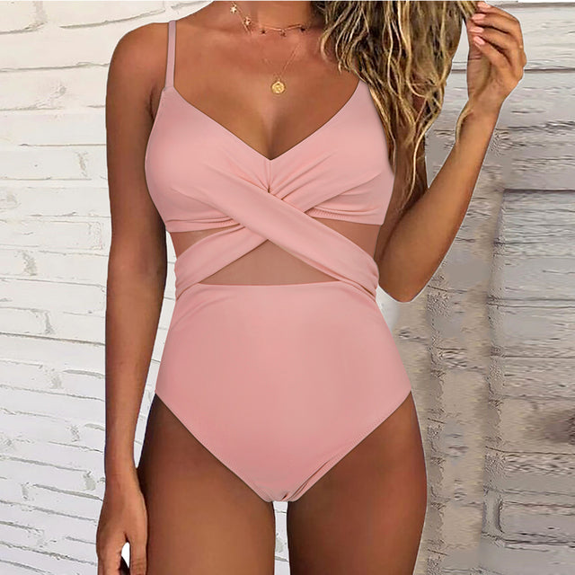 Brit | Elegant Badpak met Twistdetail en Mesh Accent