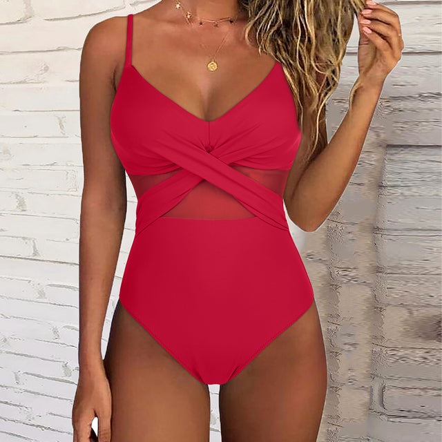 Brit | Elegant Badpak met Twistdetail en Mesh Accent