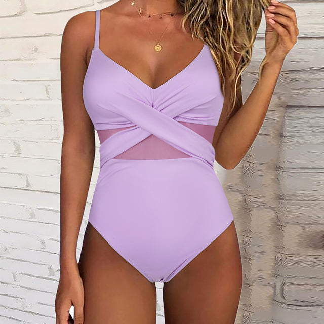 Brit | Elegant Badpak met Twistdetail en Mesh Accent